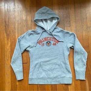 Russell Athletic Princeton Fitted Hoodie Grey with Organe Print & Pockets